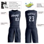 Custom Name Number Basketball Jersey Navy White Round Neck Suit - Personalized Team Gear Personalized Navy White Round Neck