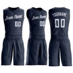 Custom Name Number Basketball Jersey Navy White Round Neck Suit - Personalized Team Gear Personalized Navy White Round Neck