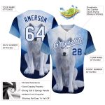 Custom Name and Number Authentic Baseball Jersey - Personalized Navy White-Royal 3D Pattern Design Wolf Personalized Navy