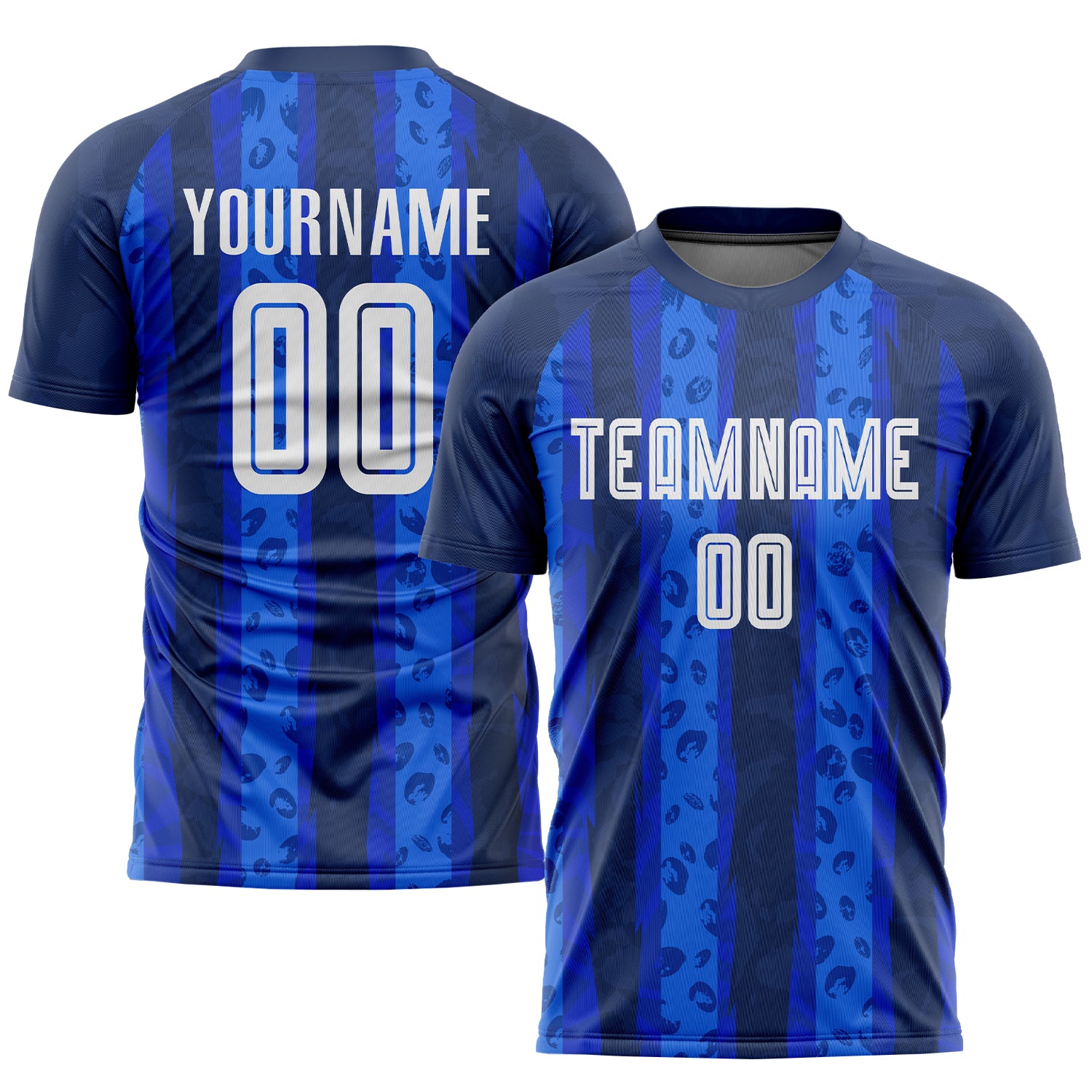 Custom Name and Number Soccer Jersey - Personalized Navy White-Royal Sublimation Away Uniform Personalized Navy White-Royal