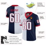 Custom Name Number Mesh Football Jersey - Personalized Navy White Scarlet Team Apparel Personalized Navy White-Scarlet Mesh