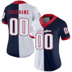 Custom Name Number Mesh Football Jersey - Personalized Navy White Scarlet Team Apparel Personalized Navy White-Scarlet Mesh