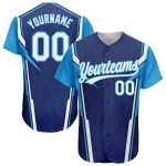Custom 3D Pattern Baseball Jersey - Personalized Navy & Sky Blue Design with Name and Number Personalized Navy White-Sky