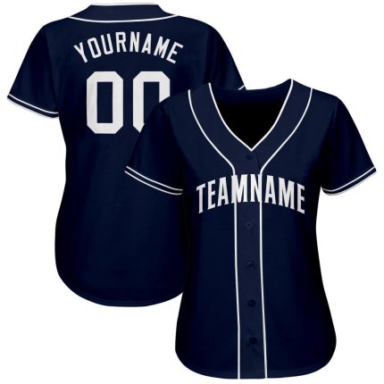 Custom Name Number Softball Jersey Personalized Navy White Team Design Personalized Navy White Softball Jersey Team Custom