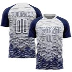Personalized Sublimation Soccer Jersey - Navy and White Uniform Personalized Navy White Sublimation Soccer Uniform Jersey