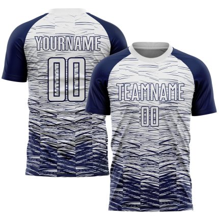 Personalized Sublimation Soccer Jersey - Navy and White Uniform Personalized Navy White Sublimation Soccer Uniform Jersey