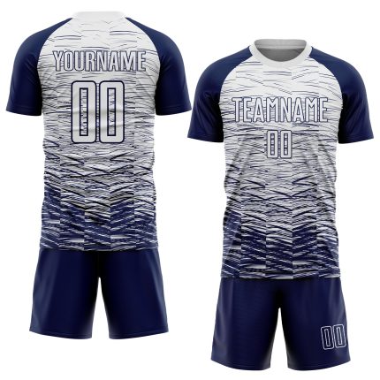 Personalized Sublimation Soccer Jersey - Navy and White Uniform Personalized Navy White Sublimation Soccer Uniform Jersey