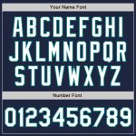 Custom Authentic Baseball Jersey with Personalized Name and Number - Navy White-Teal Arm Shapes in 3 Colors Personalized