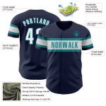 Personalized Authentic Baseball Jersey in Navy, White, and Teal Colors Personalized Navy White-Teal Authentic Baseball Jersey