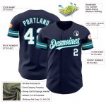 Custom Team Name and Number Baseball Jersey - Personalized Navy White Teal Authentic Jersey Personalized Navy White-Teal