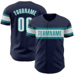 Personalized Authentic Baseball Jersey in Navy, White, and Teal Colors Personalized Navy White-Teal Authentic Baseball Jersey