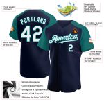 Custom Name and Number Navy White Teal Baseball Jersey - Personalized Authentic Raglan Sleeves Personalized Navy White-Teal