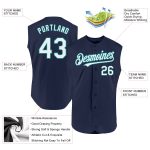 Custom Name and Number Personalized Baseball Jersey - Authentic Sleeveless Navy White Teal Personalized Navy White-Teal Authentic