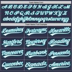 Custom Navy White-Teal Throwback Baseball Jersey with Personalized Name and Number Personalized Navy White-Teal Authentic