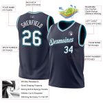 Personalized Authentic Basketball Jersey - Navy White Teal Throwback Design Personalized Navy White-Teal Authentic Throwback