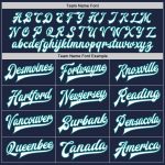 Custom Team Name Number Navy White Teal Bomber Varsity Letterman Jacket - Personalized Full-Snap Design Personalized Navy