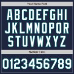 Custom Team Name Number Navy White Teal Bomber Varsity Letterman Jacket - Personalized Full-Snap Design Personalized Navy