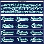 Custom Name and Number Hockey Jersey, Personalized Navy White Teal Lace Neck Team Apparel Personalized Navy White-Teal Hockey