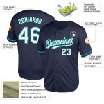 Customizable Baseball Jersey - Personalized Navy White Teal Mesh Authentic Throwback with Team Name and Number Personalized