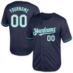 Customizable Baseball Jersey - Personalized Navy White Teal Mesh Authentic Throwback with Team Name and Number Personalized