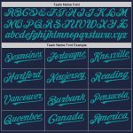 Custom Name and Number Personalized Authentic Baseball Jersey - Navy White-Teal Pinstripe Fashion Team Apparel Personalized