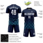Custom Team Soccer Jersey Personalized with Name and Number - Navy White Teal Sublimation Uniform Personalized Navy White-Teal
