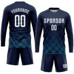 Custom Team Soccer Jersey Personalized with Name and Number - Navy White Teal Sublimation Uniform Personalized Navy White-Teal