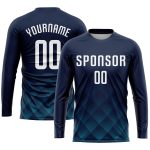 Custom Team Soccer Jersey Personalized with Name and Number - Navy White Teal Sublimation Uniform Personalized Navy White-Teal
