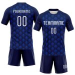 Custom Name Number Volleyball Jersey - Personalized Navy White Thunder Blue Geometric Shape Uniform Personalized Navy White-Thunder