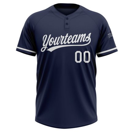 Personalized Unisex Softball Jersey - Navy White Two-Button Design, Comfortable Fit Personalized Navy White Two-Button Unisex