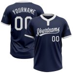 Custom Team Name & Number Softball Jersey - Personalized Navy White Unisex Two-Button Design Personalized Navy White Two-Button