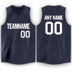 Personalized Basketball Jersey in Navy and White V-Neck Style Personalized Navy White V-Neck Basketball Jersey