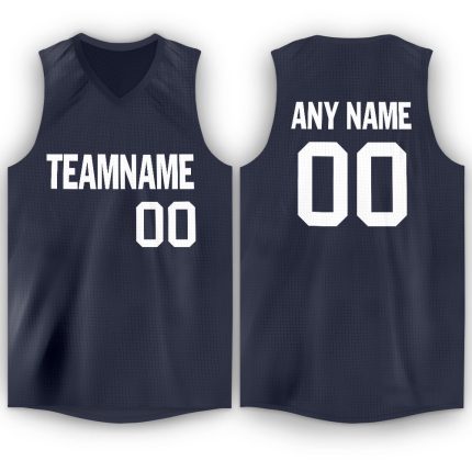 Personalized Basketball Jersey in Navy and White V-Neck Style Personalized Navy White V-Neck Basketball Jersey