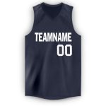 Personalized Basketball Jersey in Navy and White V-Neck Style Personalized Navy White V-Neck Basketball Jersey