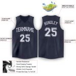 Custom Name Number Basketball Jersey V-Neck Personalized Navy White Team Personalized Navy White V-Neck Basketball Jersey