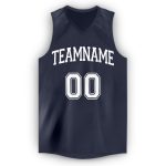 Custom Name Number Basketball Jersey V-Neck Personalized Navy White Team Personalized Navy White V-Neck Basketball Jersey