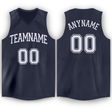 Custom Name Number Basketball Jersey V-Neck Personalized Navy White Team Personalized Navy White V-Neck Basketball Jersey