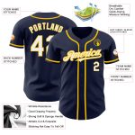 Custom Name and Number Personalized Authentic Baseball Jersey - Navy and Yellow Team Jersey Personalized Navy White-Yellow
