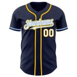 Custom Authentic Baseball Jersey with Personalized Name and Number - Navy, White, Yellow, Light Blue Personalized Navy White