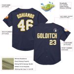 Custom Name Number Personalized Throwback Baseball Jersey - Navy White Yellow Mesh Authentic Personalized Navy White-Yellow