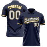 Personalized Custom Name and Number Golf Polo Shirt - Navy White-Yellow Performance Vapor Design Personalized Navy White-Yellow
