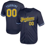 Custom Name Number Navy Yellow Light Blue Mesh Baseball Jersey Personalized Authentic Throwback Team Apparel Personalized