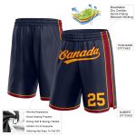 Custom Team Basketball Shorts with Personalized Name and Number - Navy Yellow-Maroon Authentic Design Personalized Navy Yellow-Maroon