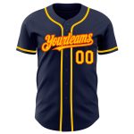 Custom Name and Number Personalized Baseball Jersey - Navy Yellow-Orange Authentic Team Gear Personalized Navy Yellow-Orange