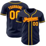 Custom Name and Number Personalized Baseball Jersey - Navy Yellow-Orange Authentic Team Gear Personalized Navy Yellow-Orange