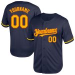 Custom Personalized Mesh Baseball Jersey - Navy Yellow-Orange Throwback with Team Name and Number Personalized Navy Yellow-Orange