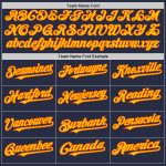 Custom Personalized Mesh Baseball Jersey - Navy Yellow-Orange Throwback with Team Name and Number Personalized Navy Yellow-Orange