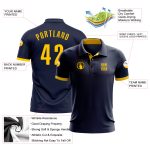 Custom Team Name Number Polo Shirt Navy Yellow Performance Golf Shirt Personalized Navy Yellow Performance Golf Polo Shirt