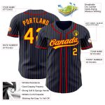 Custom Name Number Navy Yellow Pinstripe Red Authentic Baseball Jersey Personalized Navy Yellow Pinstripe Red Authentic Baseball