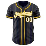 Custom Name and Number Personalized Navy Yellow Pinstripe Authentic Baseball Jersey Personalized Navy Yellow Pinstripe White